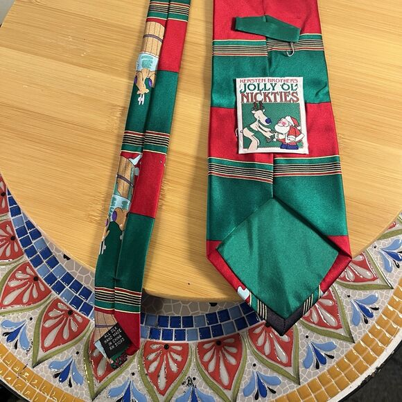 Vintage Kersten Brothers Jolly Ol’ Nicktites Christmas Tie Santa in Hot Tub - Picture 3 of 5